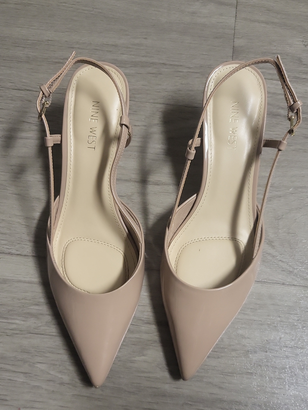 Nine West Blush Patent Pointed-Toe Slingback Heels